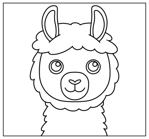 Cartoon Llama Selfie Coloring Page